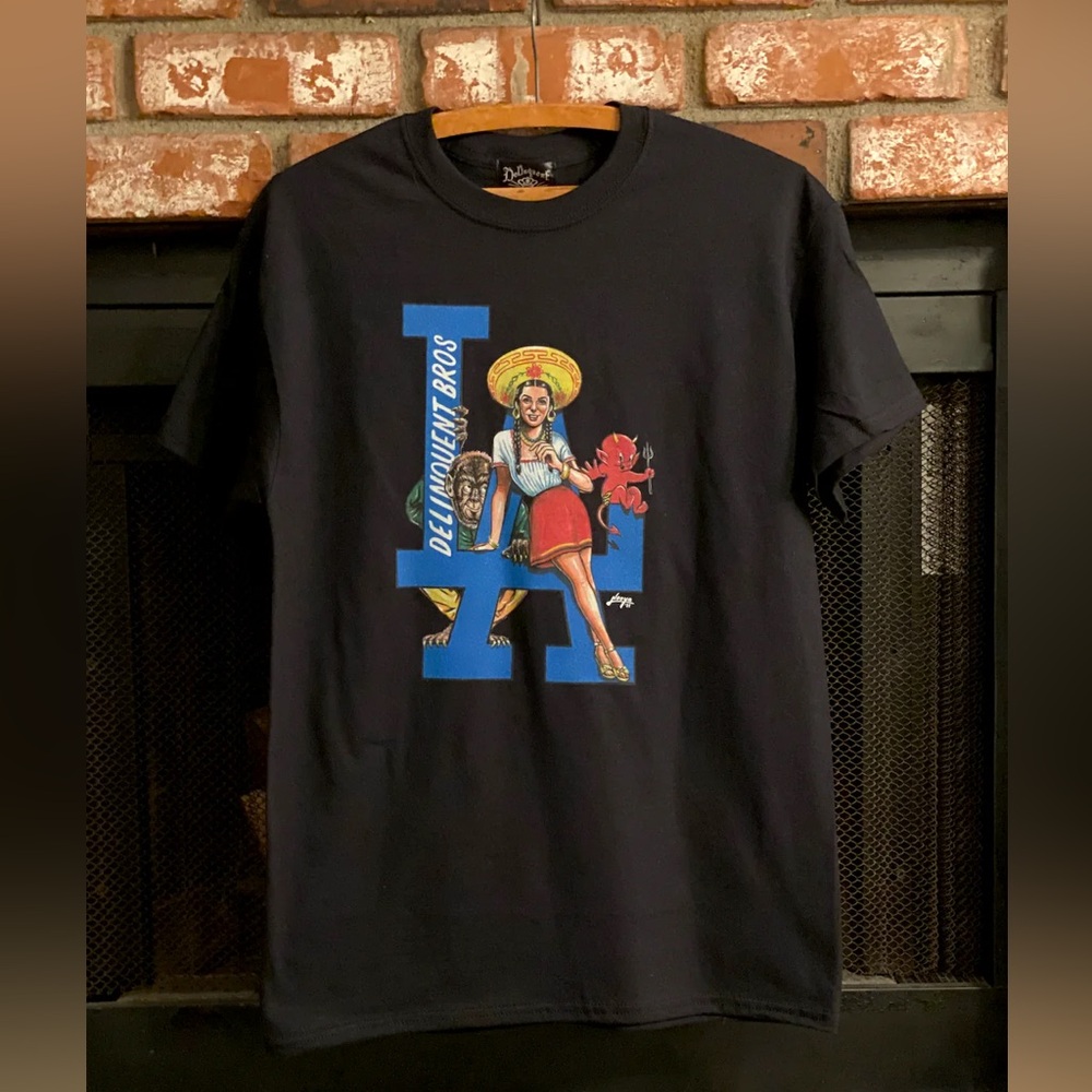 Queen of LA Tee in Black by Delinquent Brothers (Large)
